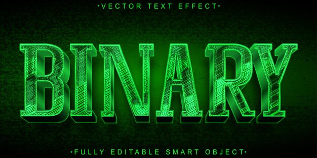 green binary data vector fully editable smart object text effect