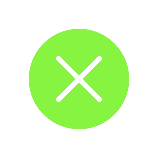 Green cross close button icon for app or website Vector illustration