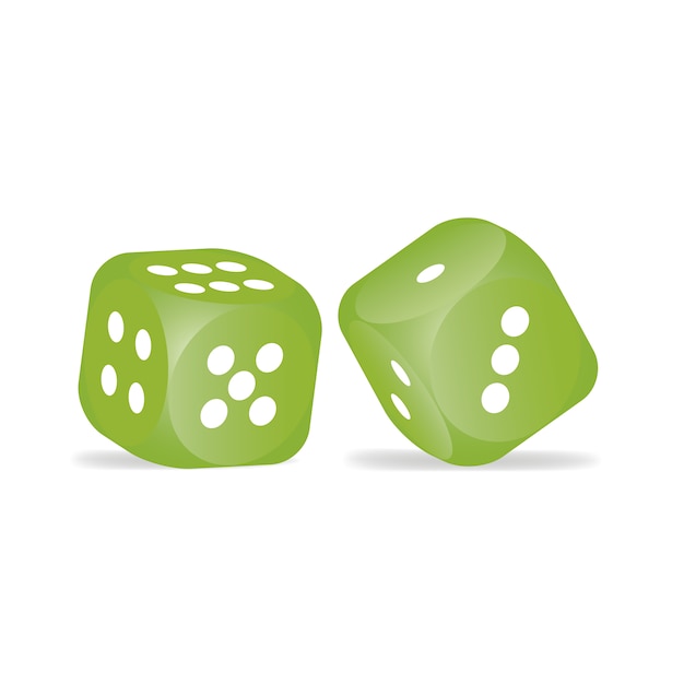 green dices on white background