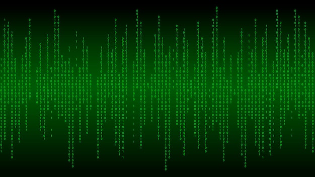 Green matrix background Falling numbers on screen Technology stream binary code Digital vector illustration Hacking concept