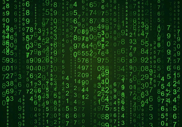 Green Matrix Code Digital Numbers Abstract Background