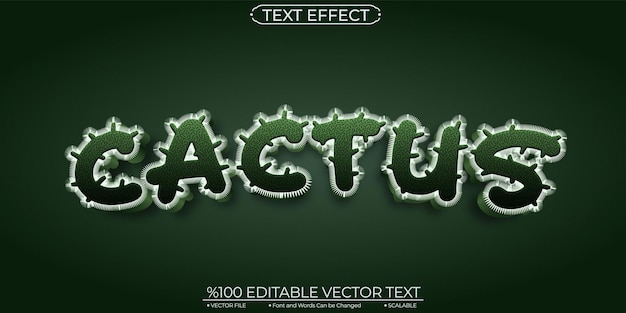 Green Natural Cactus Flower Editable and Scalable Vector Text Effect