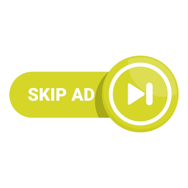Green skip ad button showing the concept of online advertising