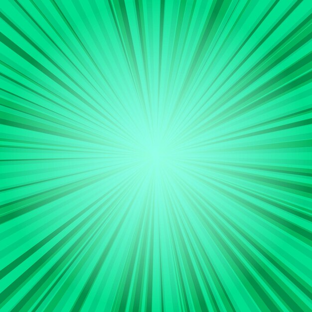Green Sunburst Pattern Background. Rays. Radial. Summer Banner. Vector Illustration