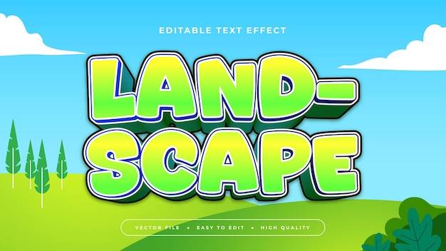 Green white and blue landscape 3d editable text effect font style
