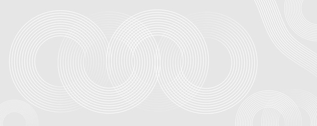 Grey abstract background with white circle lines White abstract background