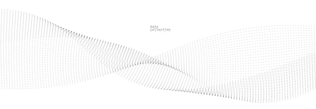 grey dots in motion vector abstract background particles array wavy flow curve lines of points in movement technology and science illustration