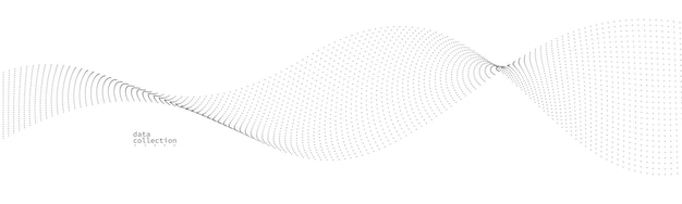 Grey dots in motion vector abstract background particles array wavy flow