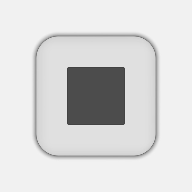 grey stop button icon flat design