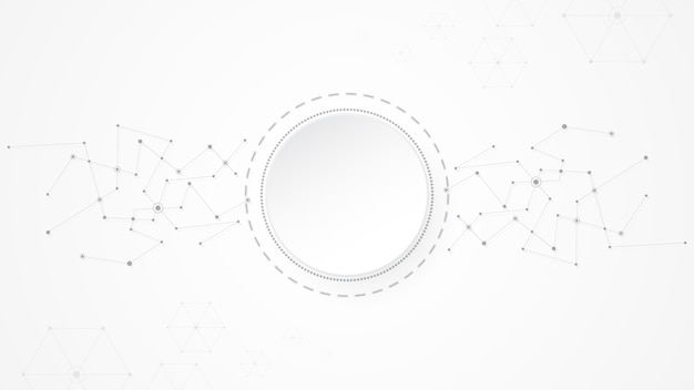 Grey white Abstract technology background with various technology elements Hi-tech communication concept innovation background Circle empty space for your text