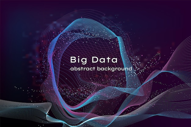 Grid abstract background Digital technology big data banner Minimal line bundles and meshes Curved streams with glowing particles or color gradient Vector chaotic moving elements