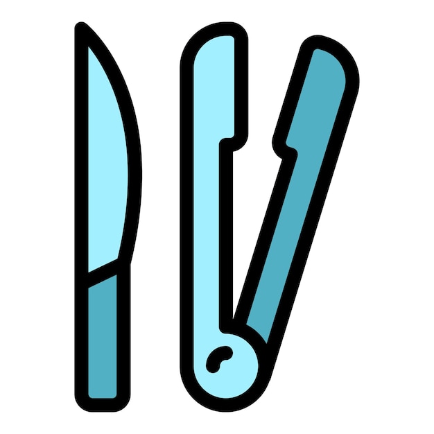 Grill tools icon outline vector Fire bbq Cook food color flat