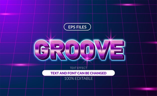 Groove retro 80s with purple neon color editable text effect.