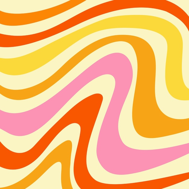 groovy background retro 70s style cute abstract vintage texture wallpaper hippie wavy vector