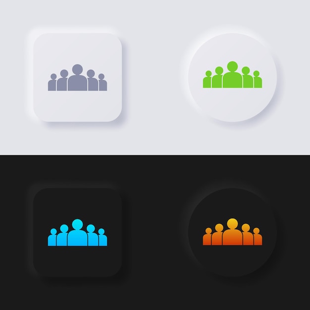 Group of people icon set Multicolor neumorphism button soft UI Design for Web design Application UI and more Button Vector