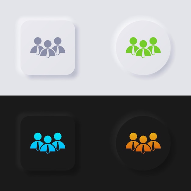 Group of people icon set Multicolor neumorphism button soft UI Design for Web design Application UI and more Button Vector