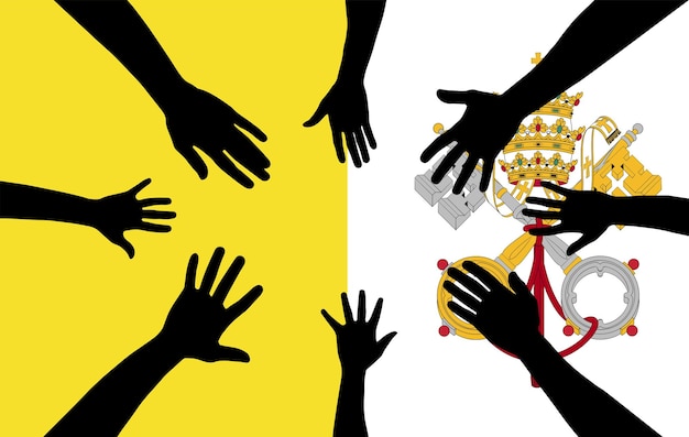 Group of Vatican people gathering hands vector silhouette unity or support idea