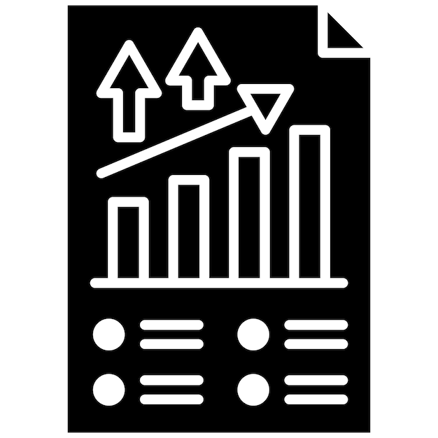 Growing Data Glyph Solid Black Illustration