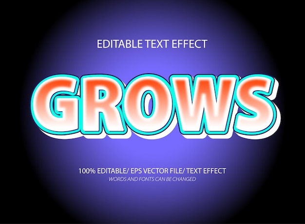 Grows 3d editable text effect