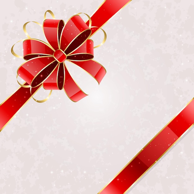 Grunge card with red holiday bow illustration