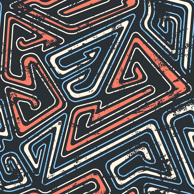 Grunge curve seamless pattern