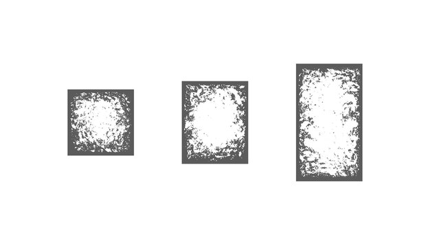 Grunge distressed square frame elements template with empty space Box with brush texture design set for border overlay image photo Vector scratch illustration