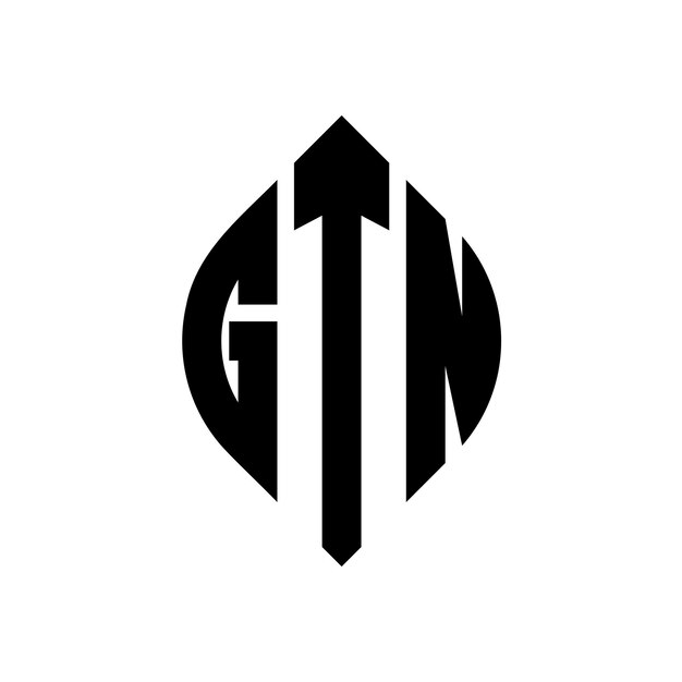 gtn circle letter logo design with circle and ellipse shape gtn ellipse letters with typographic style the three initials form a circle logo gtn circle emblem abstract monogram letter mark vector