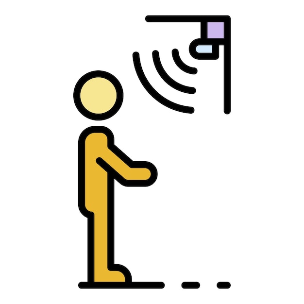 Guard motion sensor icon Outline guard motion sensor vector icon color flat isolated