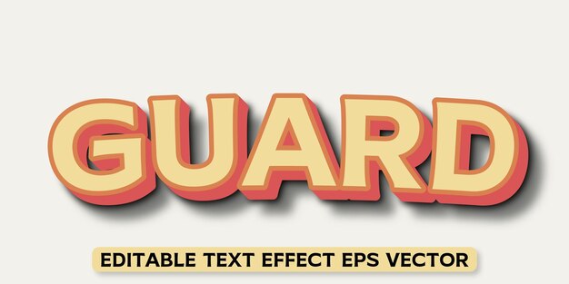 Guard yellow color editable 3d text effect eps vector