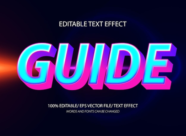 Guide 3d editable text effect template