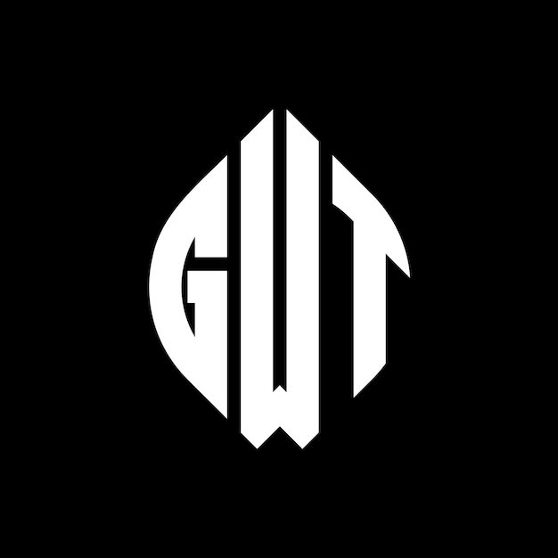 GWT circle letter logo design with circle and ellipse shape GWT ellipse letters with typographic style The three initials form a circle logo GWT Circle Emblem Abstract Monogram Letter Mark Vector