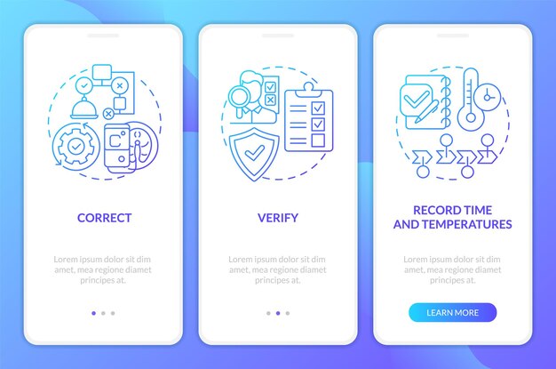 HACCP in work blue gradient onboarding mobile app screen