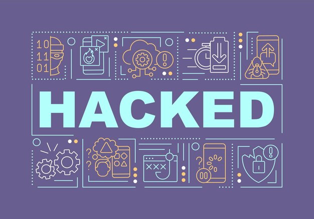 Hacked word concepts violet banner