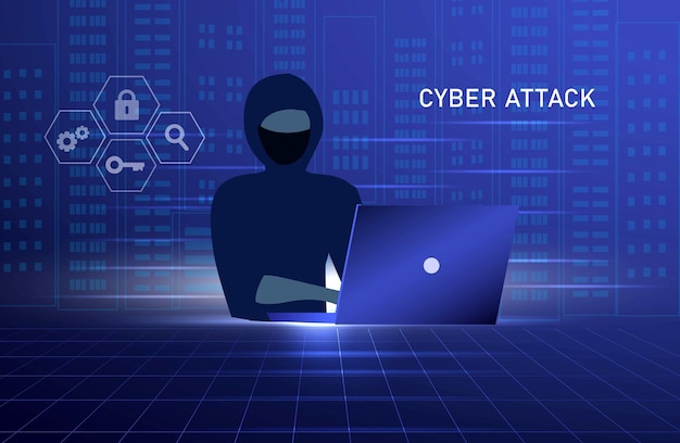Hacker crime attack and personal data security concept Hacker try to unlock the key on compute