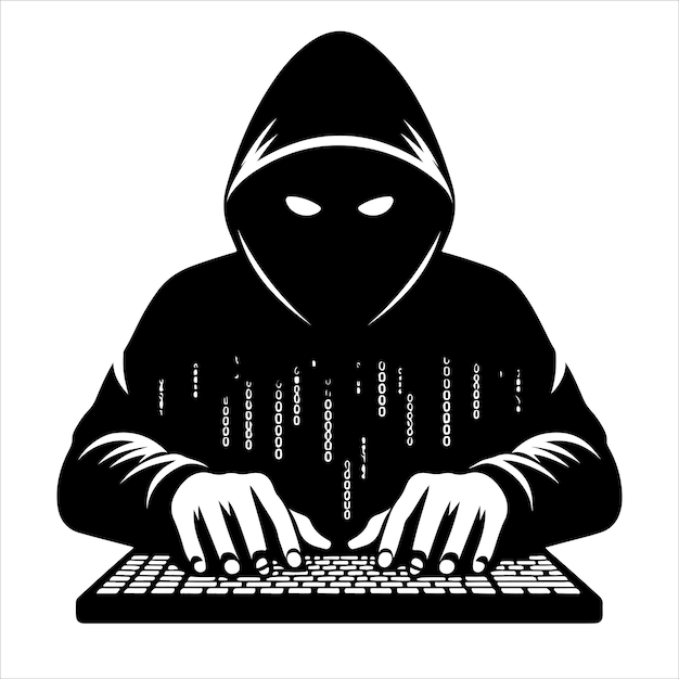 hacker silhouette vector on white background