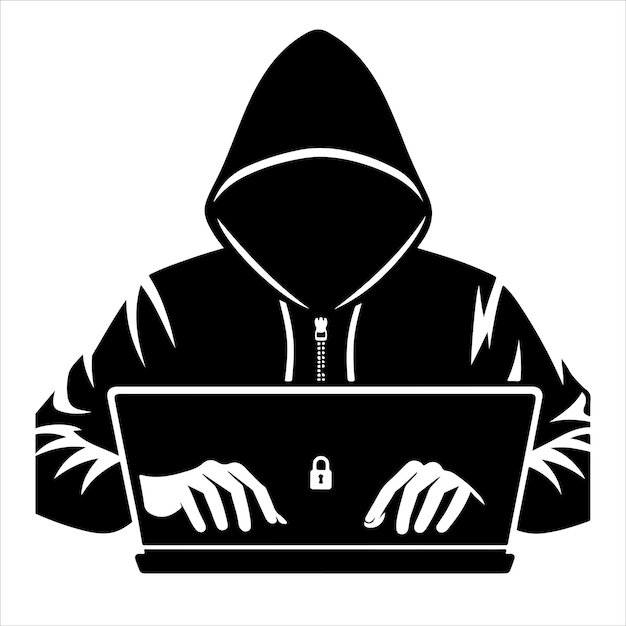 hacker silhouette vector on white background