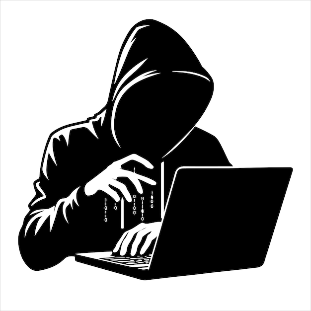 hacker silhouette vector on white background