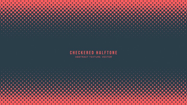 Halftone Checkered Pattern Vector Rounded Square Dots Horizontal Frame Red Blue Abstract Background Chequered Faded Particles Subtle Pop Art Texture Half Tone Contrast Graphic Minimalist Wallpaper