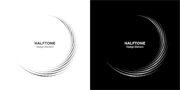Halftone circle dotted frame set