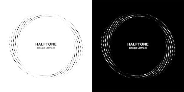 Halftone circle dotted frame.