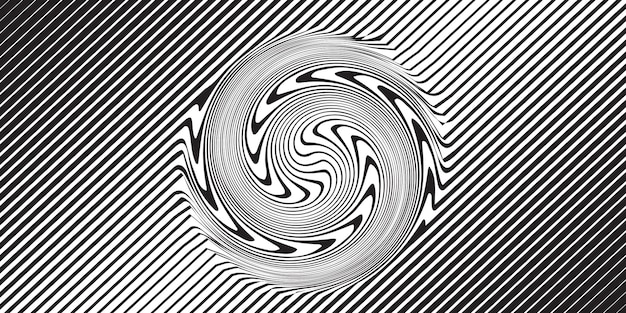 Halftone swirl gradient pattern vector Circular pattern stripes in black white Isolated object on