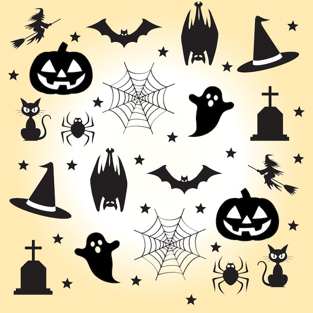 Halloween festival seamless pattern design with ghost pumpkin spider web Halloween background