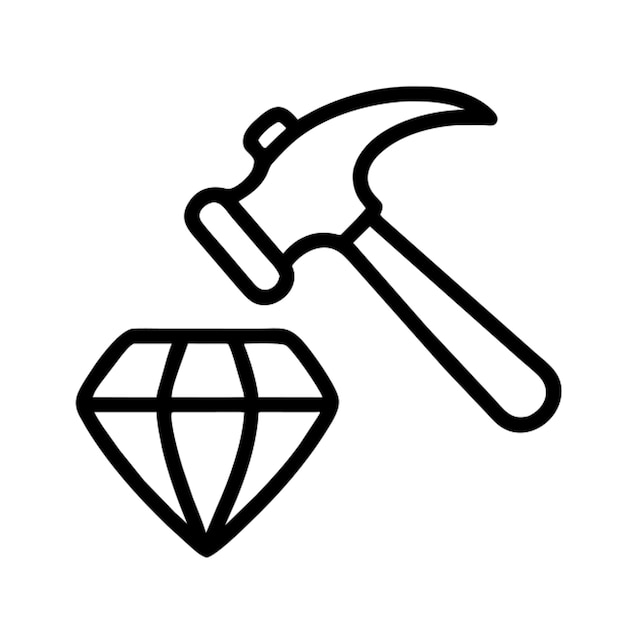 hammer hitting a diamond icon icon outline