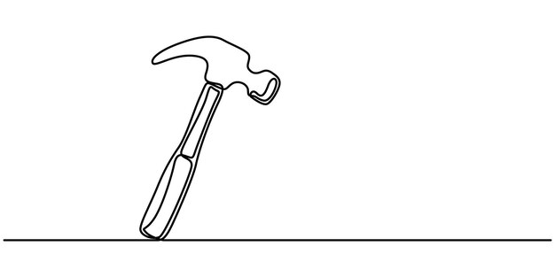 Hammer outline modern illustration Editable strokes Continuous one line drawing of hammer carpent