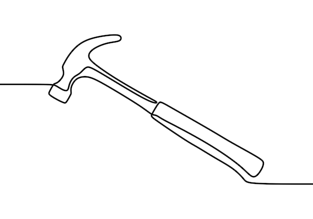 Hammer tools oneline continuous single line art