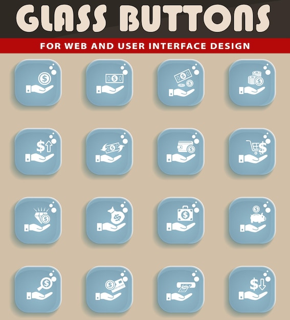 Hand and money web icons for user interface design