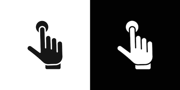 Hand clicking icon Black line art vector logo set
