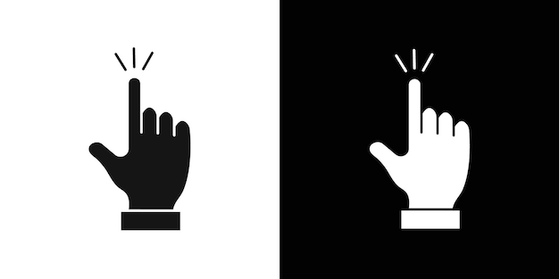 Hand clicking icon flat line symbol set