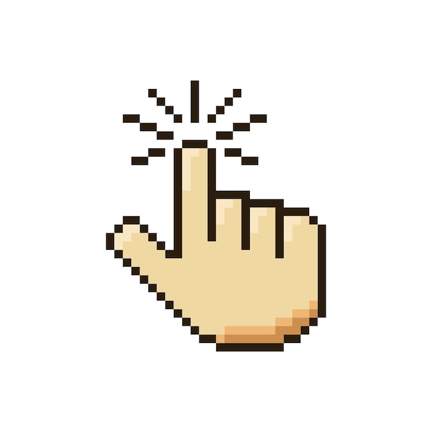 Hand cursor icons illustration in pixel style art