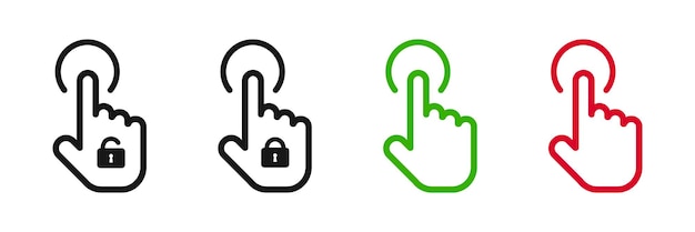 Hand cursor vector icons Sensor touch buttons vector icons Click vector icon Touch sensor Open Close